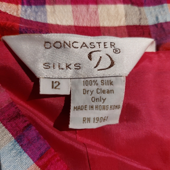 Doncaster Colorful Madras Plaid Silk Strapless Bustier Top XL Like New - Picture 3 of 13